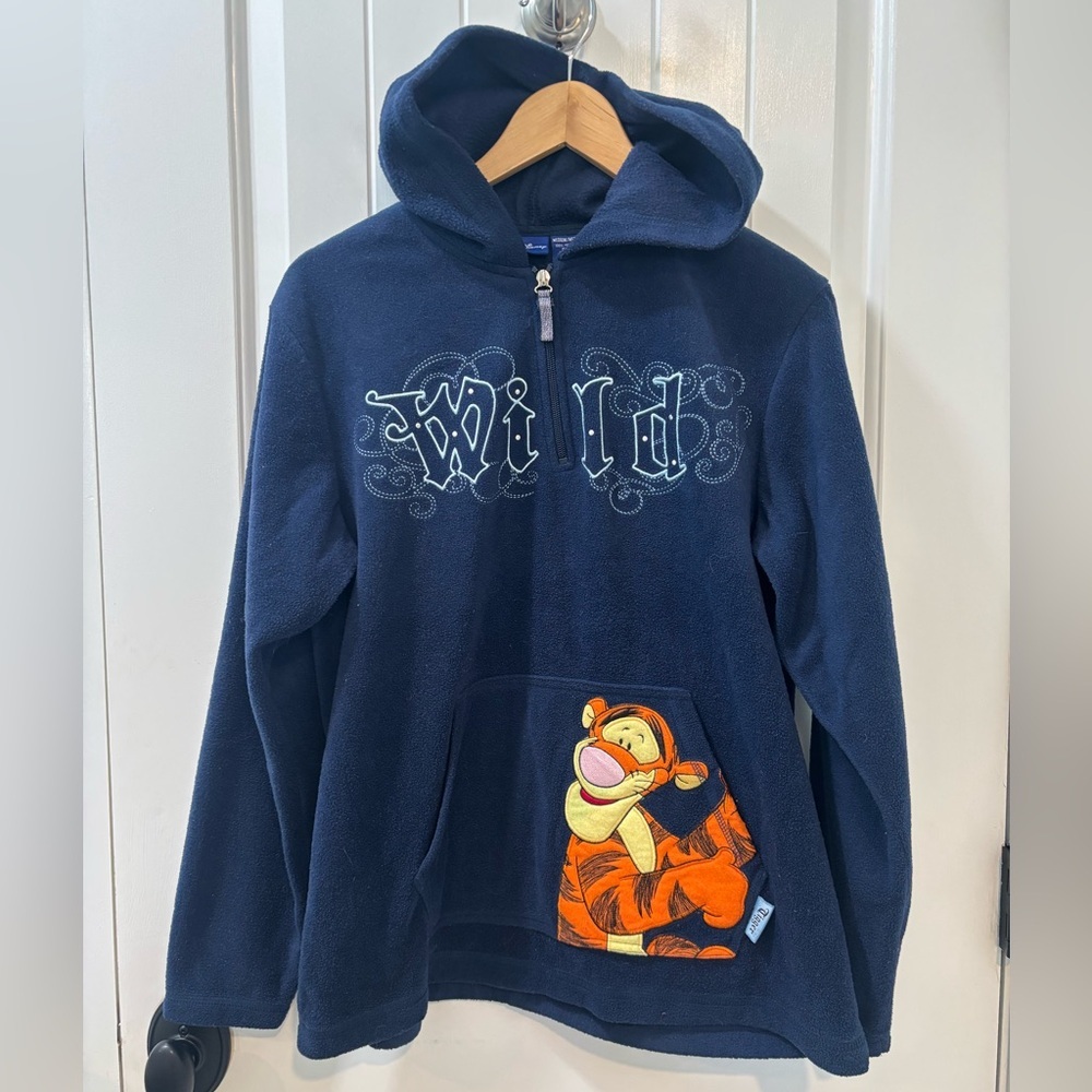 Disney Vintage Tigger Quarter Zip Hooded Sweater Size Medium - Picture 1 of 5